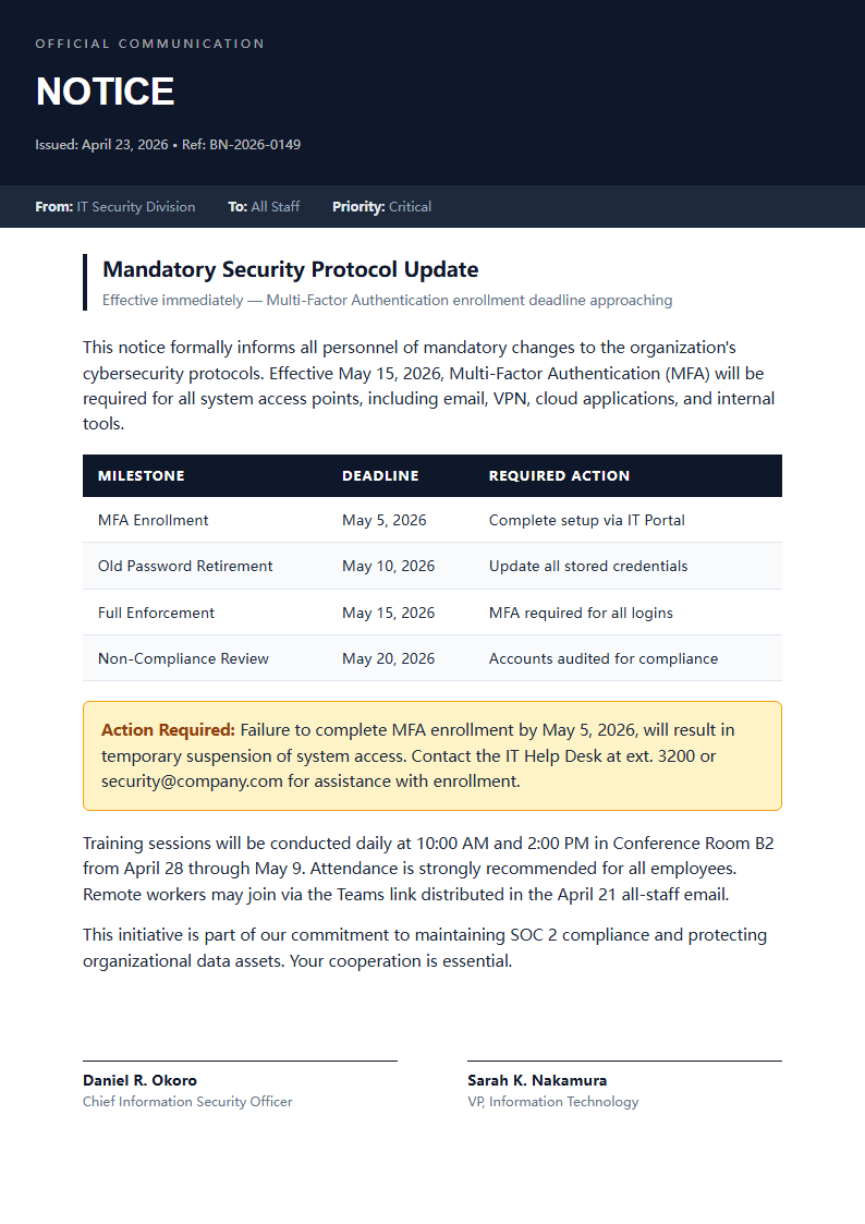 Bold Contemporary Notice